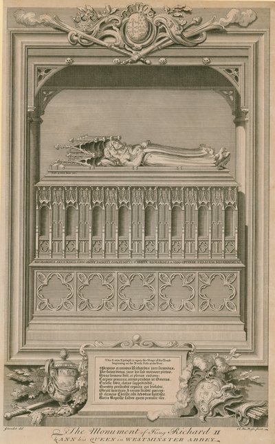 Het monument van koning Richard II en zijn koningin Ann door Hubert Francois Gravelot